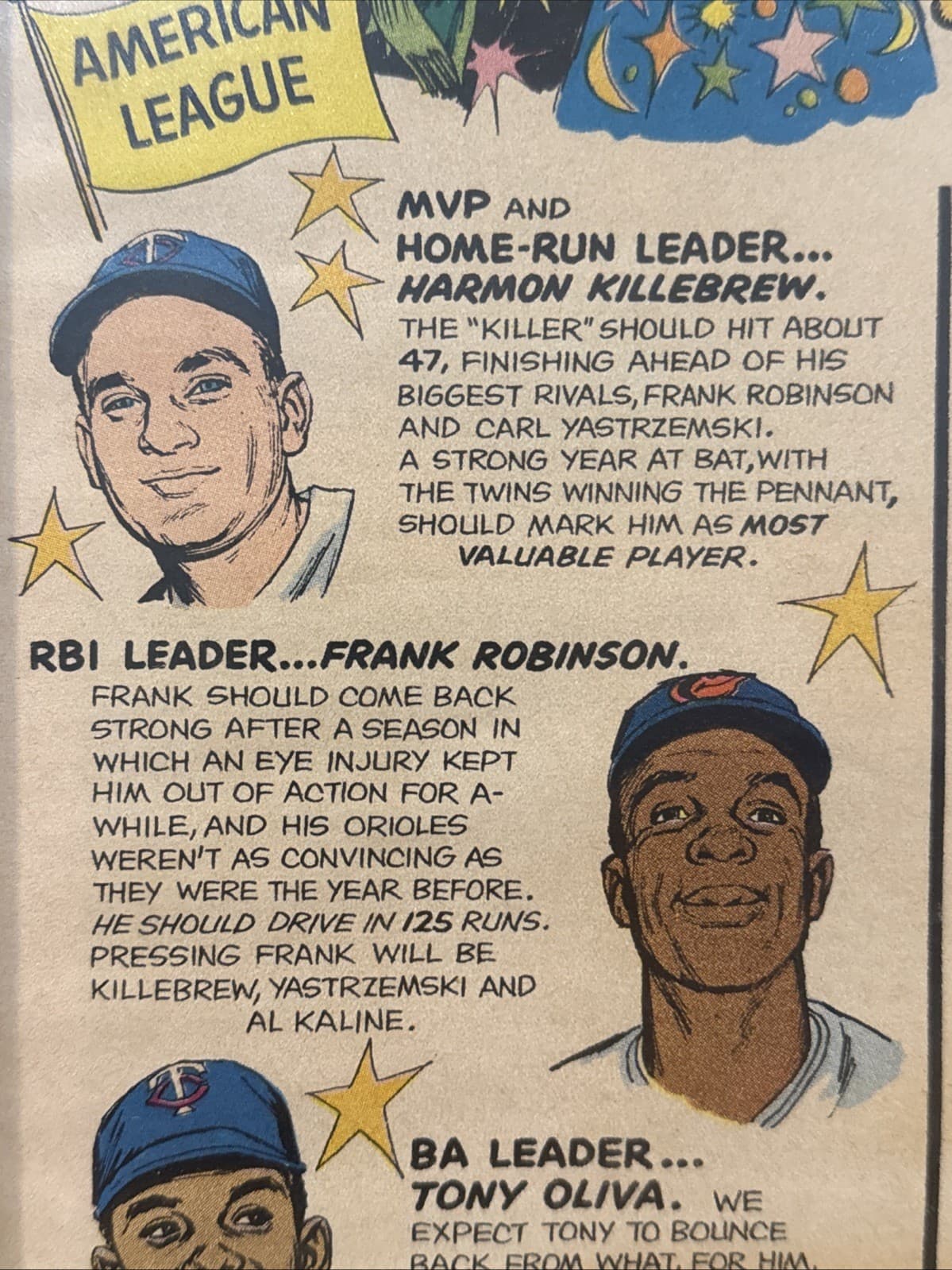 RARE 1968 Harmon Killebrew, Tony Oliva, Roberto Clementa, Hank Aaron Piece, LOOK 3