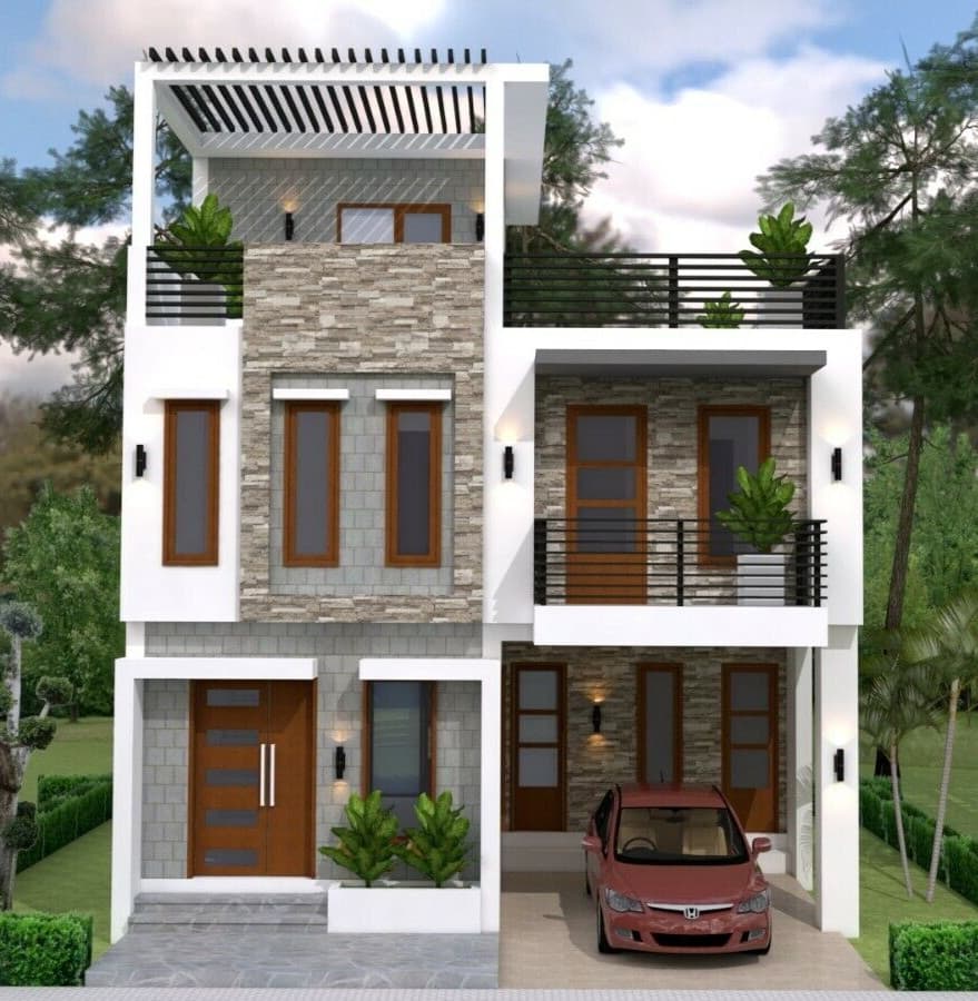 26x36 Feet Small House Plan 8x11 Meter 3 Beds 3 Baths Terrace Roof A4 Hard Copy