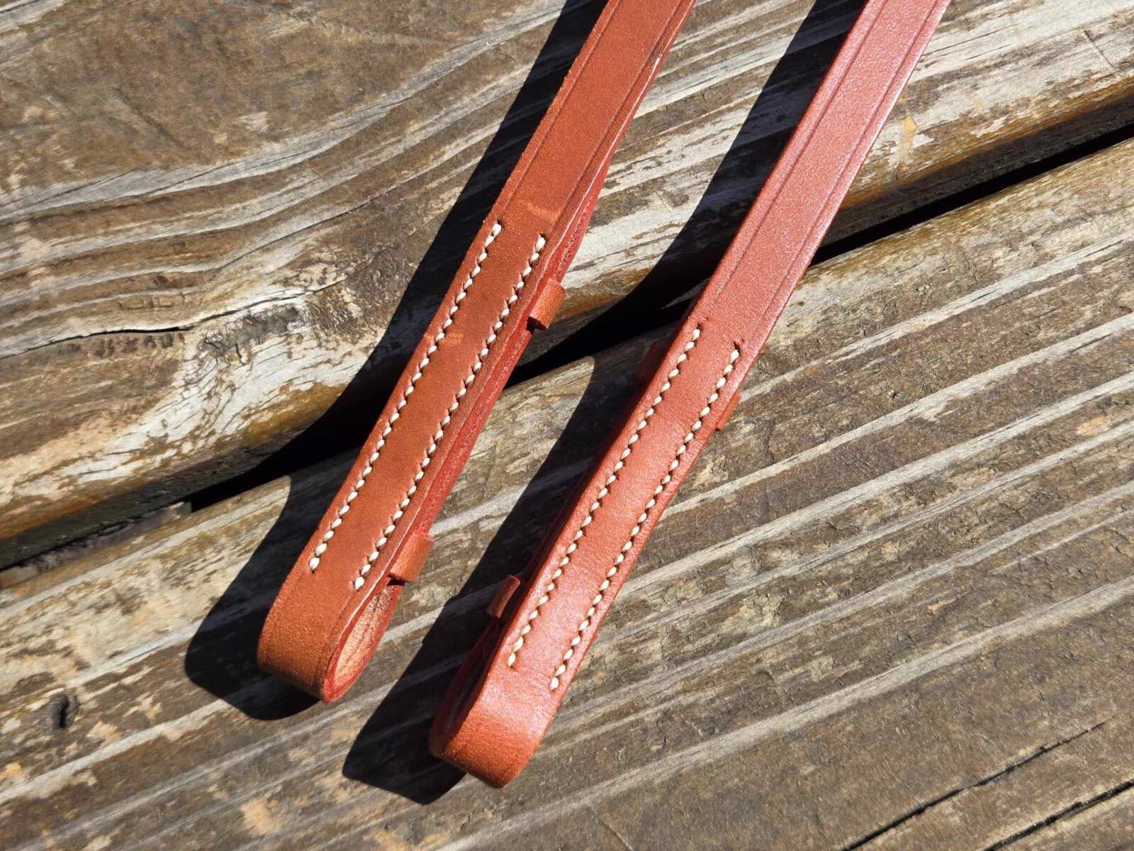 Devoucoux Brown Leather English Hunter Bridle Cheekpieces - Size MEDIUM - NWOT! 3