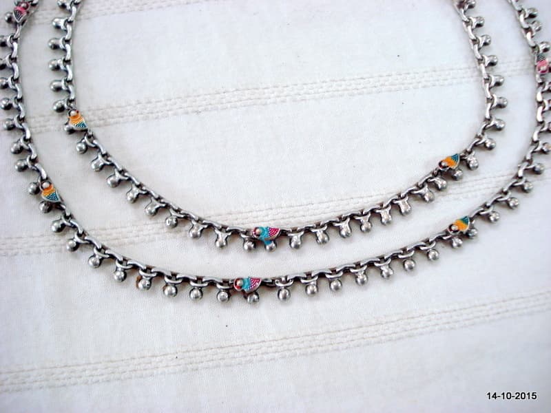 vintage antique tribal old silver anklet feet bracelet ankle chain feet bracelet 3