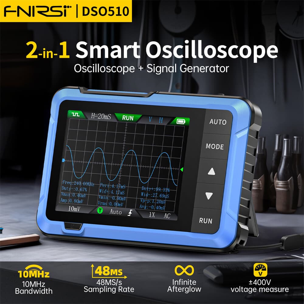 FNIRSI DSO510 2 IN 1 Handheld Digital Oscilloscope Signal Generator 48MS/s 10MHz