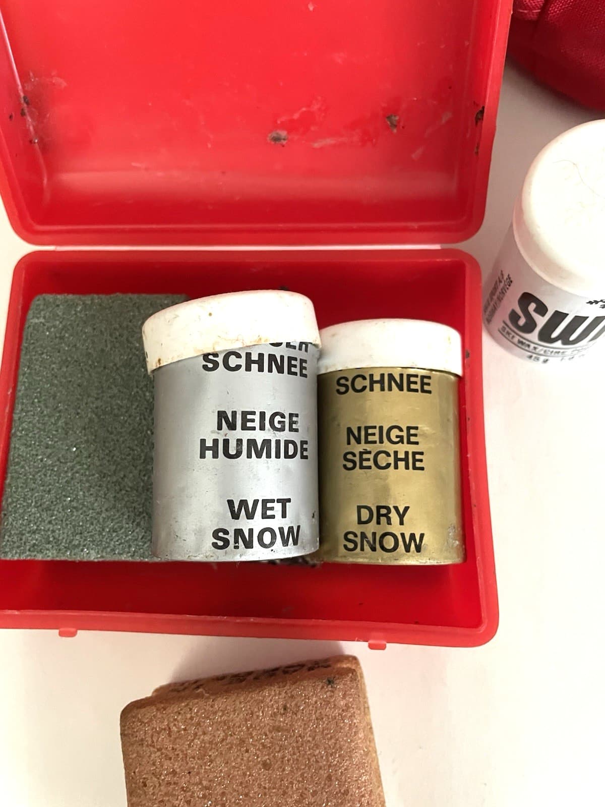 LARGE Lot of 9 SWIX Ski Wax Tubes Scraper Cork XC Various Temps in Vtg KELTY BAG 6