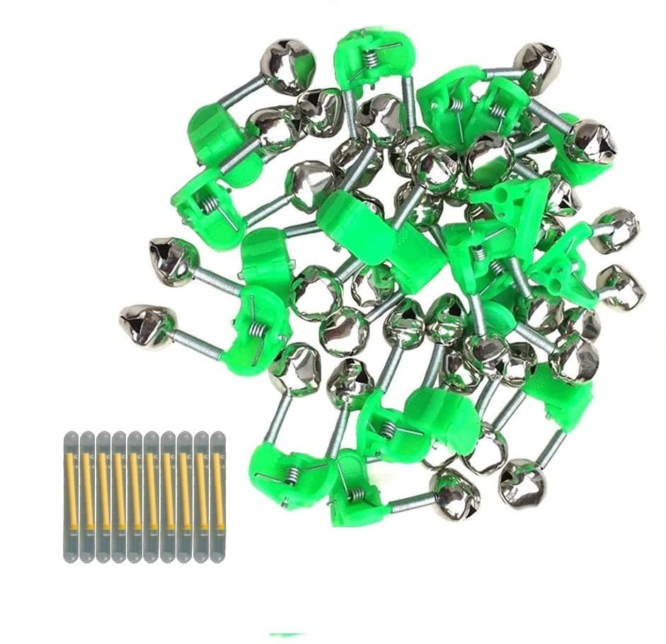 20 Pcs Fishing Bells for Rods Comes with 20 Fishing Glow Sticks Fishing Bite ...