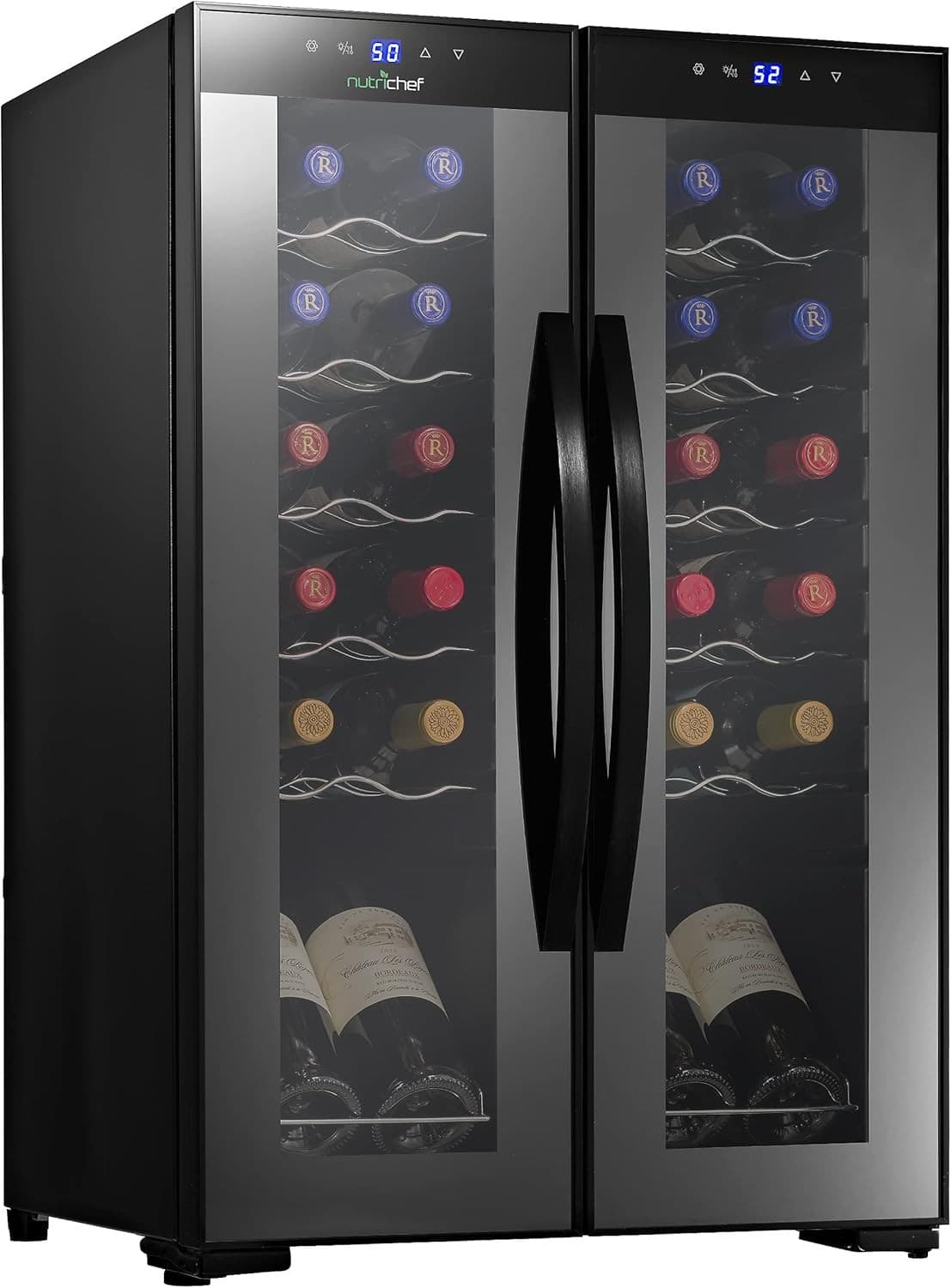 NutriChef PKCWC240 Dual Zone Wine Fridge w/ Adjustable Temp & Digital Touch
