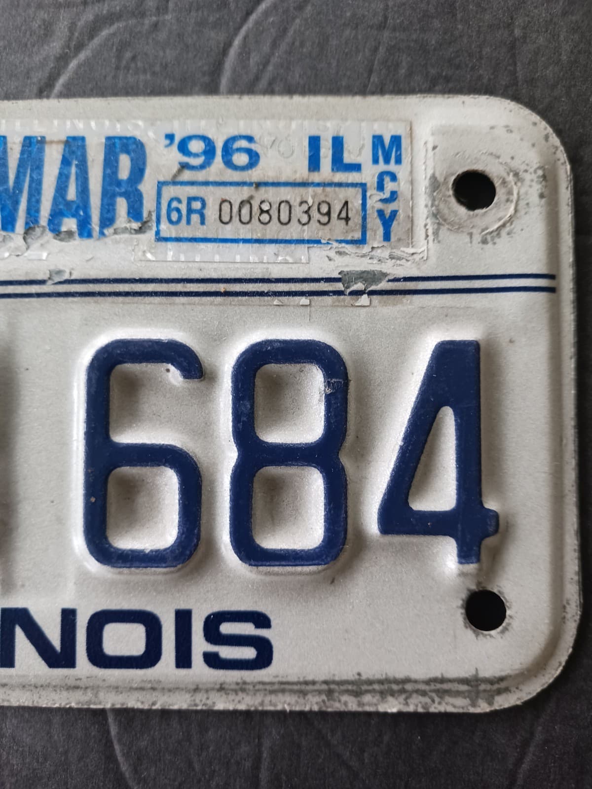 1996 Illinois License Plate Motorcycle 998 684 Land of Lincoln  4