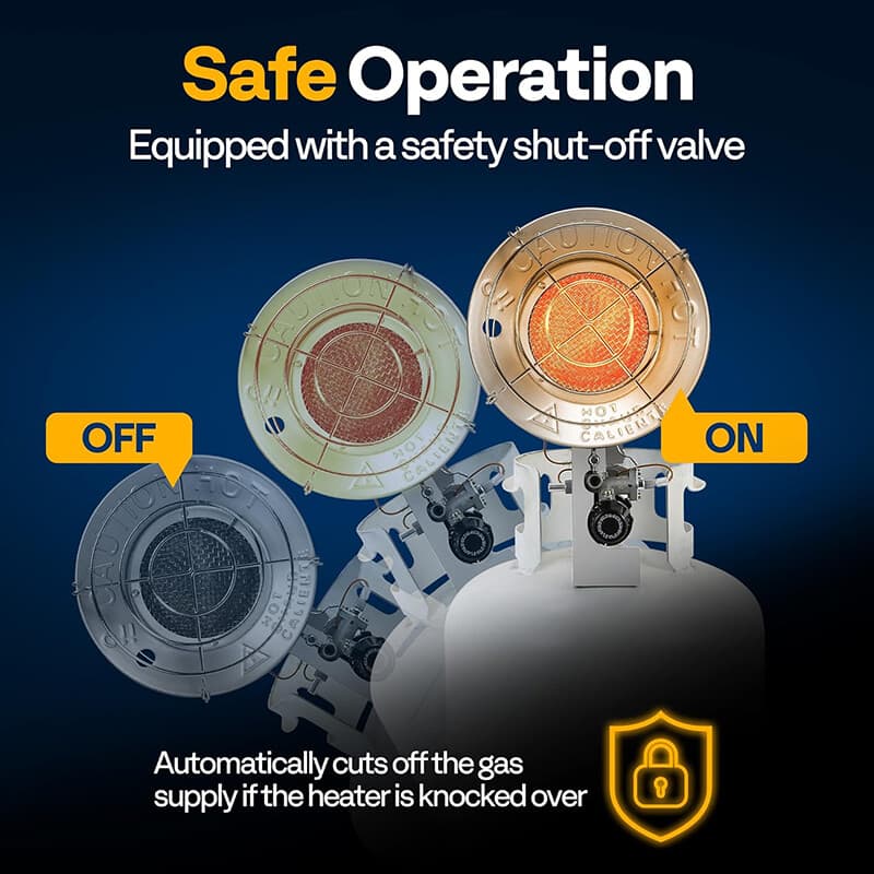 Single Tank Top Propane Heater 15,000 BTU w/ Tip-over Switch & Shut-off Valve 6