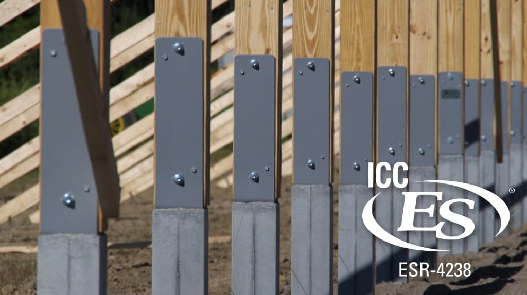 Perma-Column, concrete post with hardware and uplift anchor