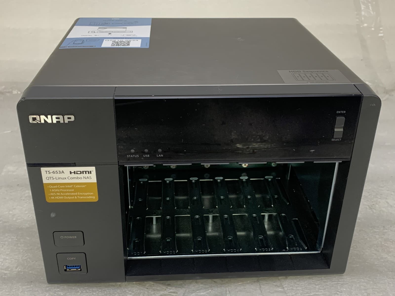 QNAP TS-653A Network Attached Storage (NAS) Server NO CADDYS\HDD - 8GB RAM 2