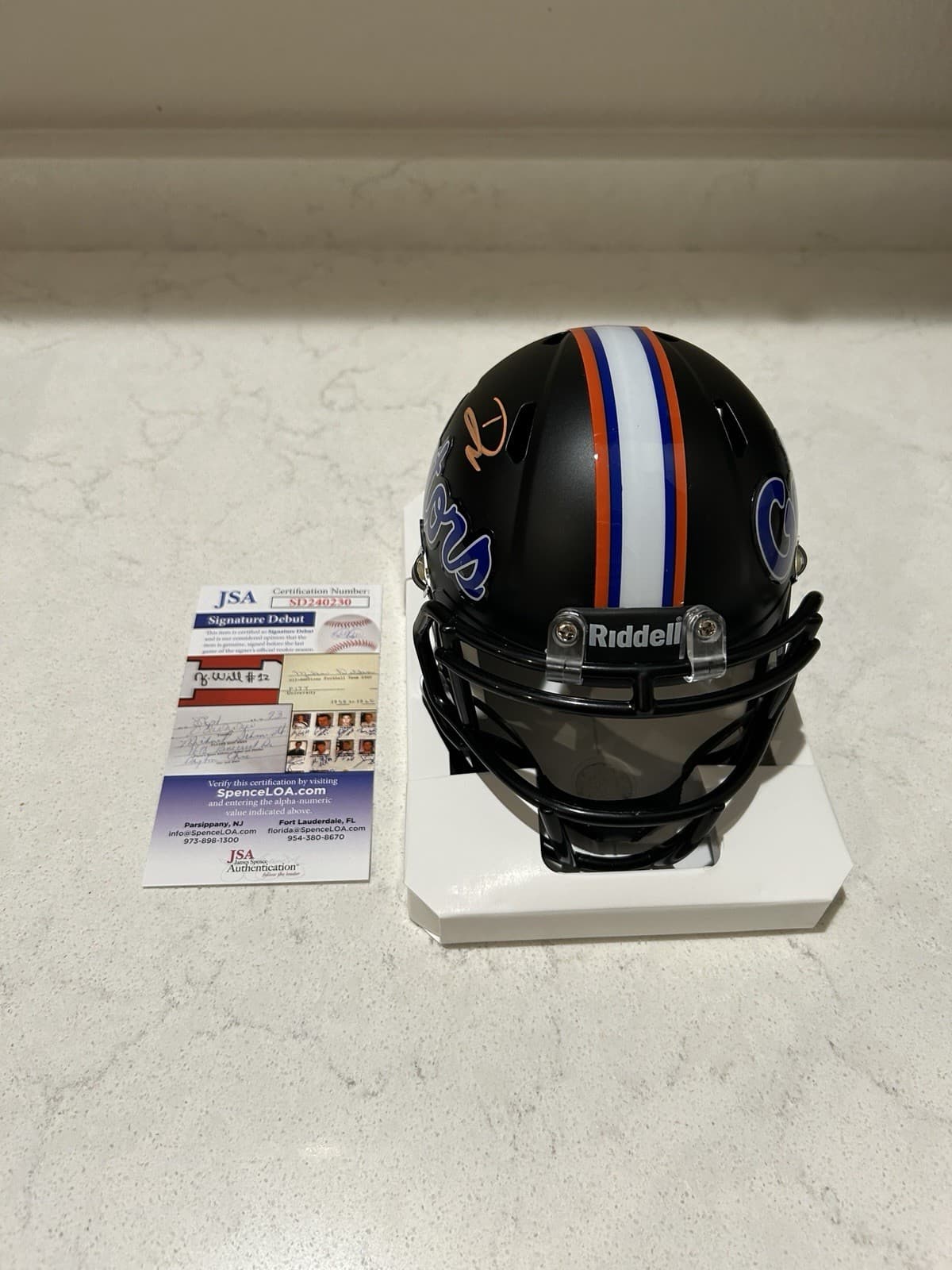 DJ Lagway Autographed Signed Mini Helmet Florida Gators Black Riddell JSA Cert 2