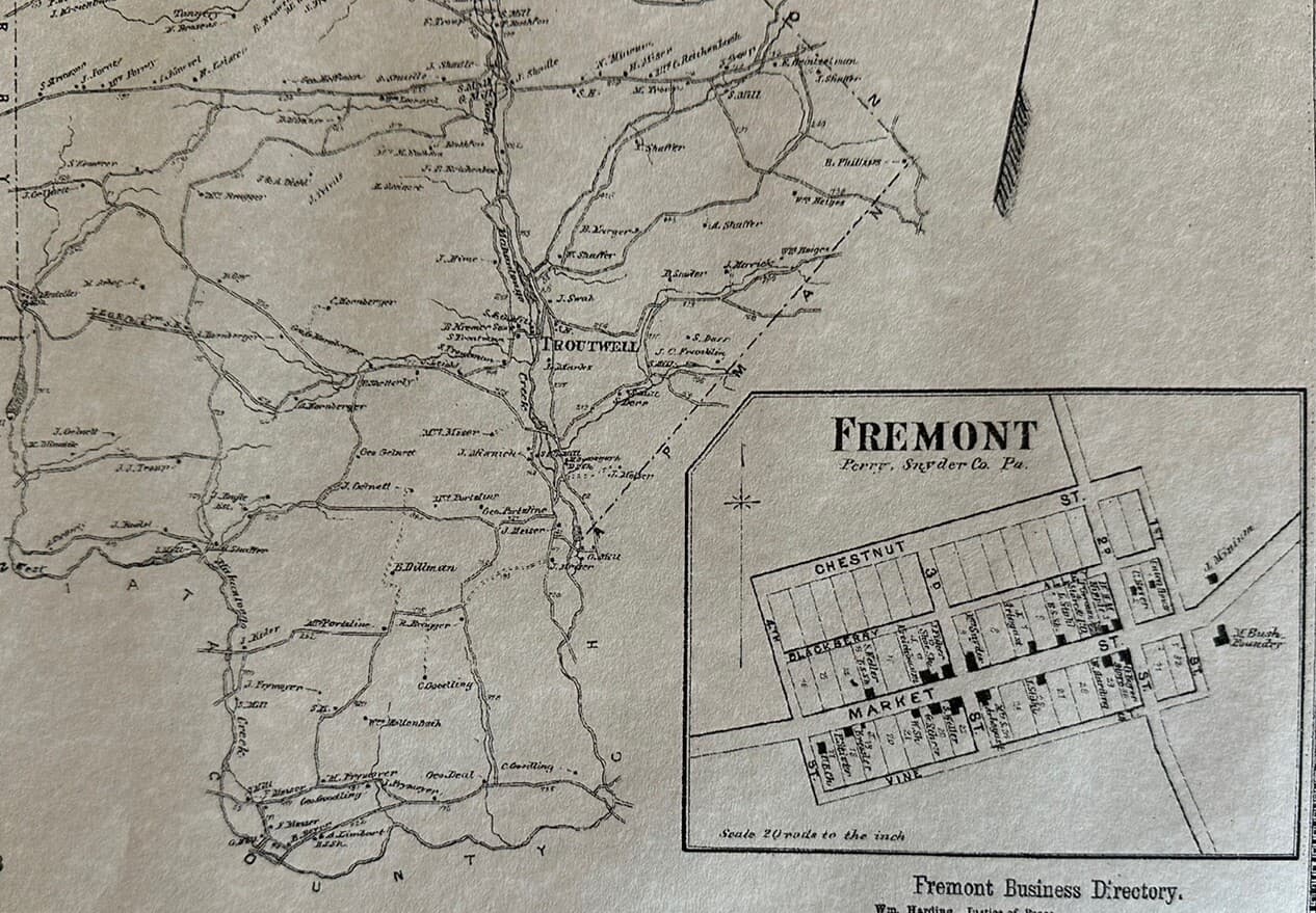 Mount Pleasant Mills Meiserville, Perry,  Pa  1868 Maps with Homeowners Names 2