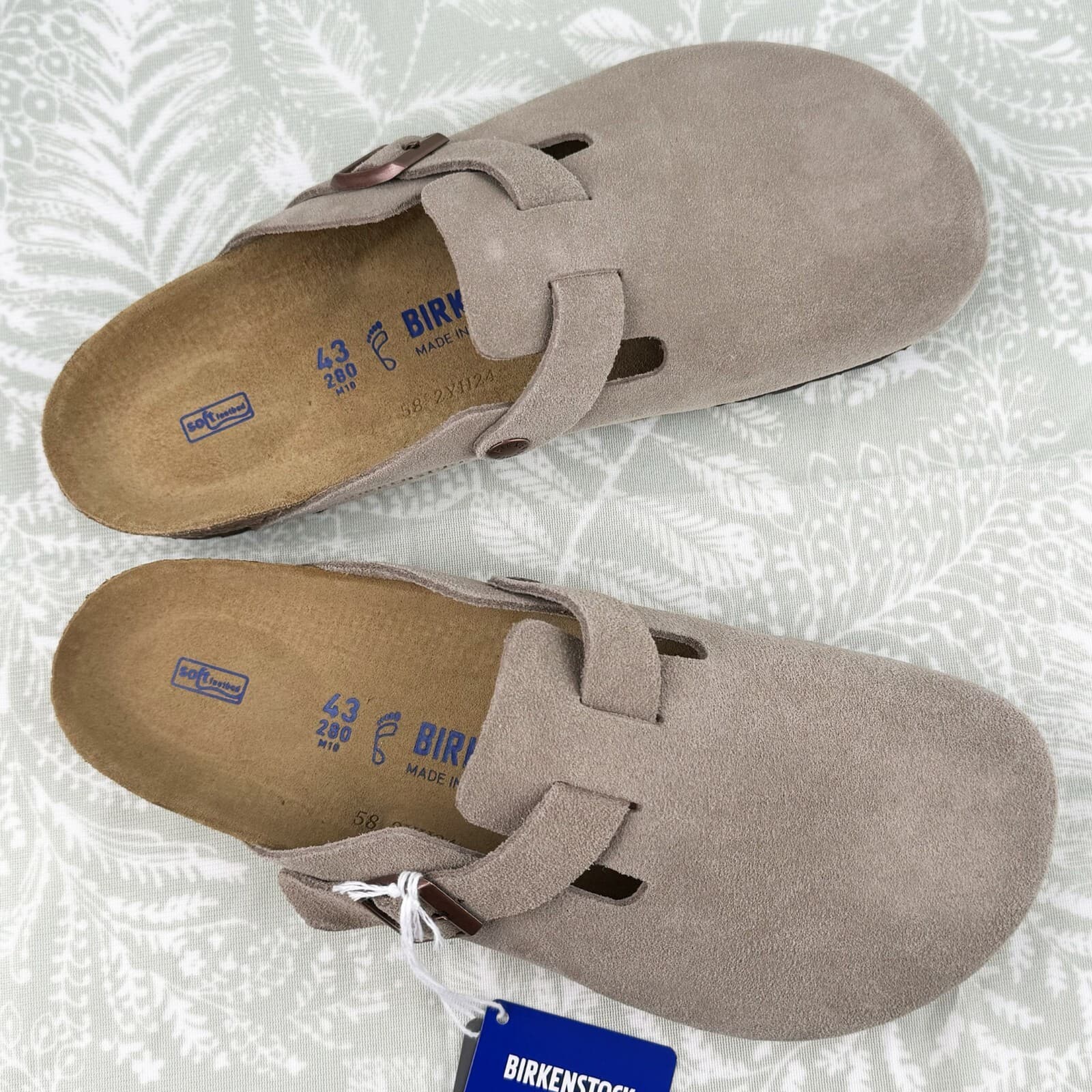 Birkenstock Boston Taupe Suede Soft Footbed Men's Clog Shoes Wide Size 42-45 4