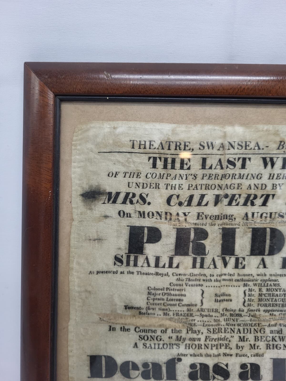 THEATRE SWANSEA BY AUTHORITY 1824 THE LAST WEEK MRS CALVERT JONES SHOW BILL ADD 2