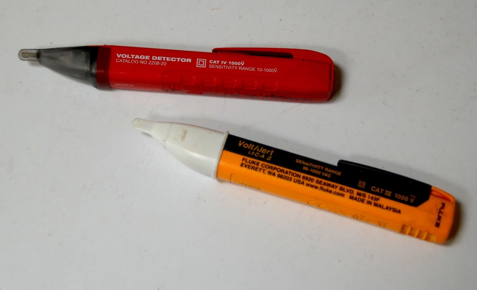 Two AC Voltage Detectors Milwaukee 2208-20 & Fluke 1AC-A II