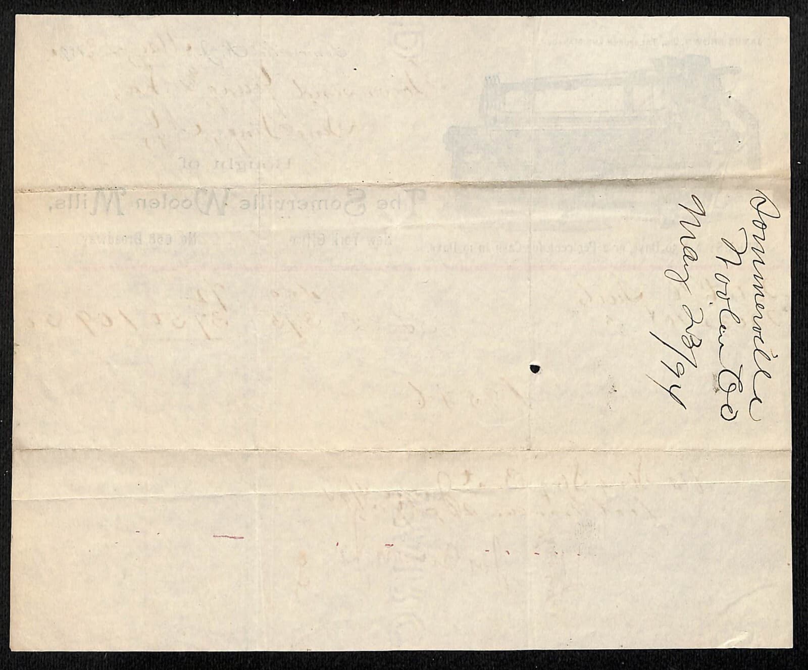 Somerville Woolen Mills Somerville, NJ 1894 Billhead Townsend Young (Sing Sing) 2