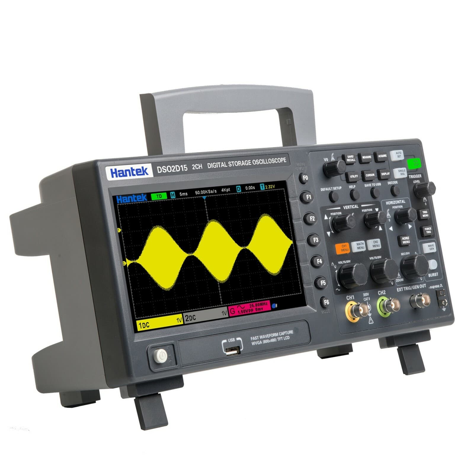 Hantek 2CH Digital Storage Oscilloscope Signal Generator 100Mhz/150Mhz 1GS/s Sam 4