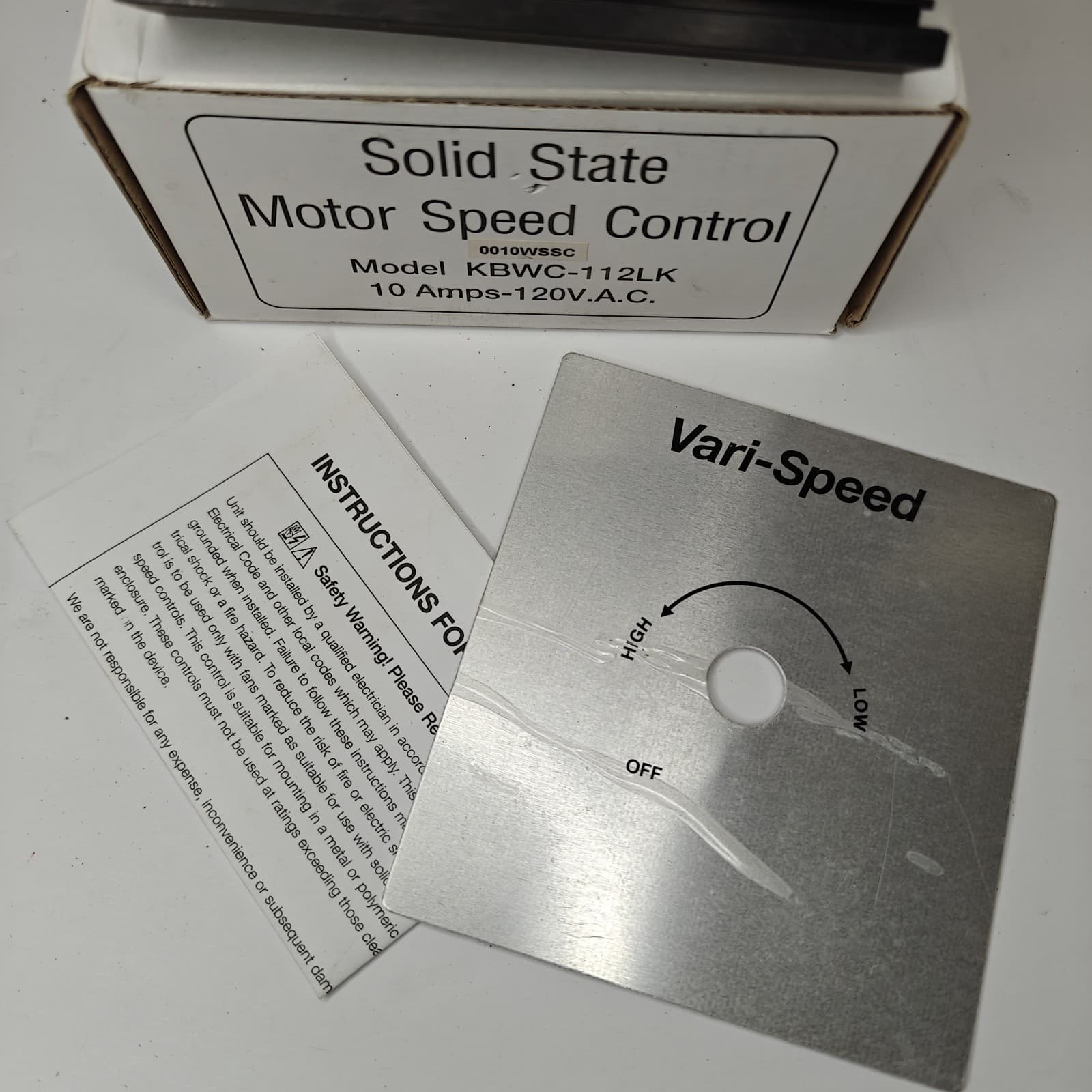 New KB Electronics KBWC-112LK Solid State Motor Speed Control - Missing Knob 3