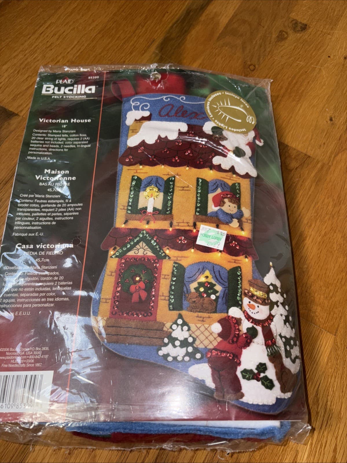 Plaid Bucilla Felt 18" Stocking Victorian House- Unopened Packaging Torn 5