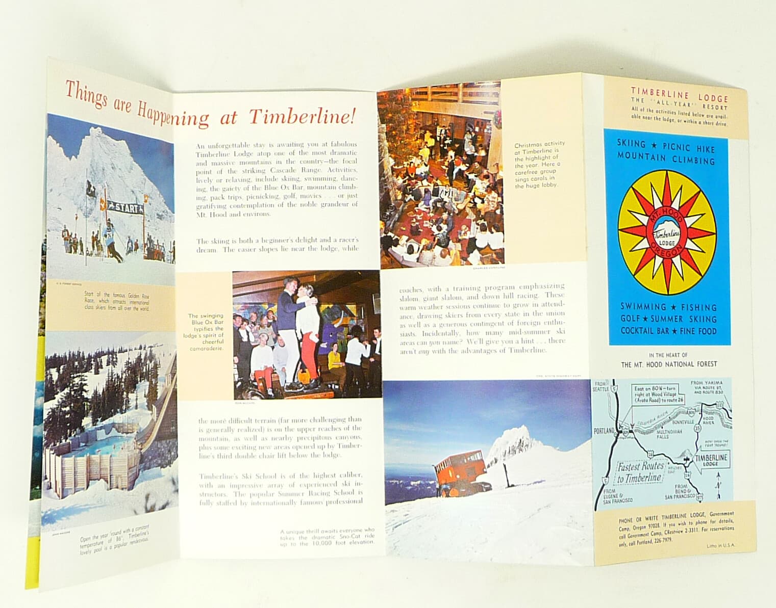 c1950 MOUNT HOOD TIMBERLINE LODGE GOVERNMENT CAMP OREGON Tourist Brochure 3