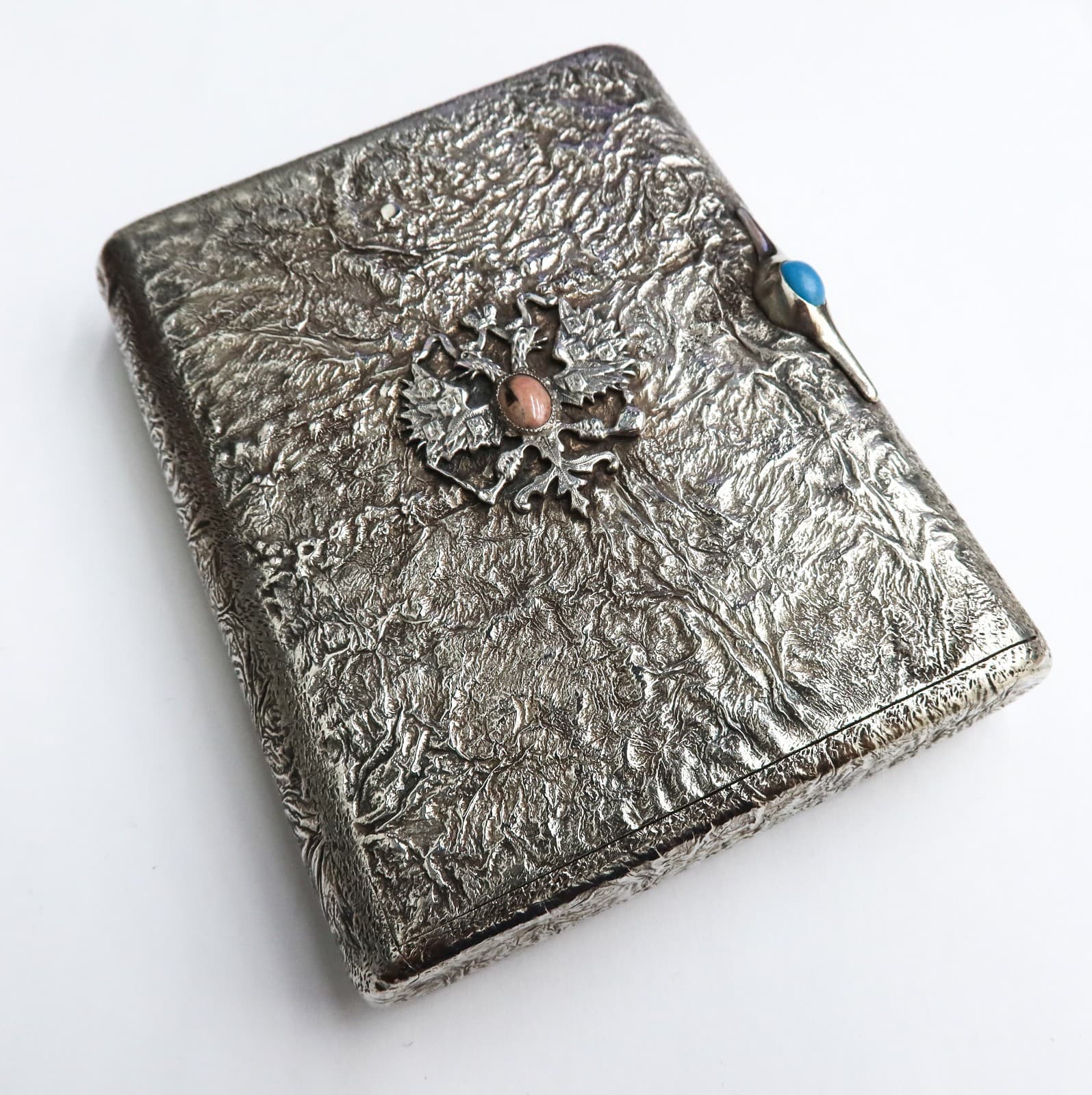 Izhevsk Factory Russian Silver Samorodok  875 Silver Cigarette Case circa 1930 2