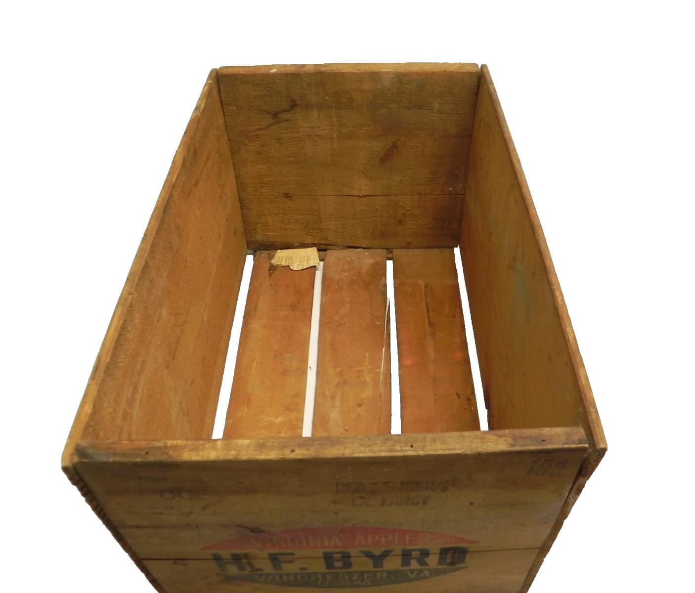 VINTAGE H.F. BYRD VIRGINIA APPLE CRATE WINCHESTER WEAR WRITING USED PRE-OWNED 2