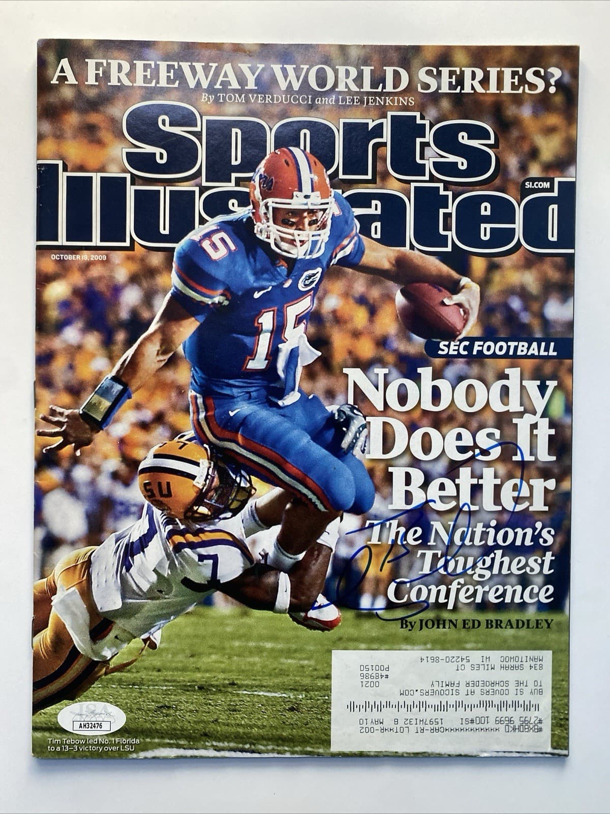TIM TEBOW Autographed Signed Sports Illustrated Florida Gators SEC Football COA 3