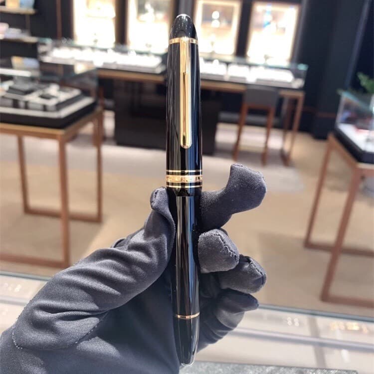 Perfect Piston Inking Resin Series Bright Black-Gold Clip Fountain Pen No Box 3