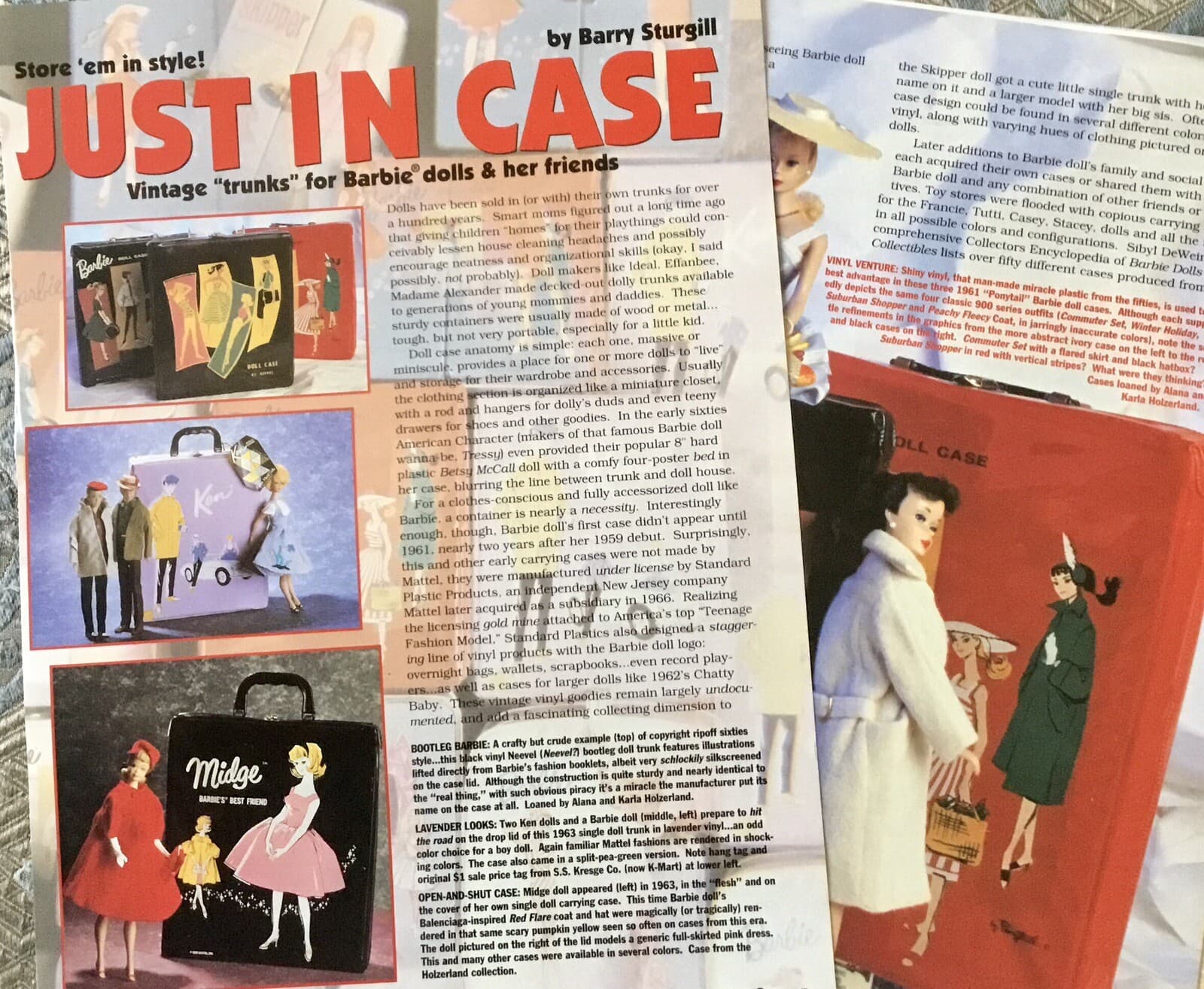 10p History Article + Pics - VTG 1960s Mattel Barbie & Friends Doll Cases Trunks