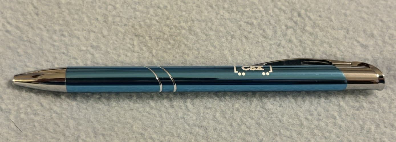 CSX Logo Rollerball Pen with Round Case, Blue and Silver Color 6