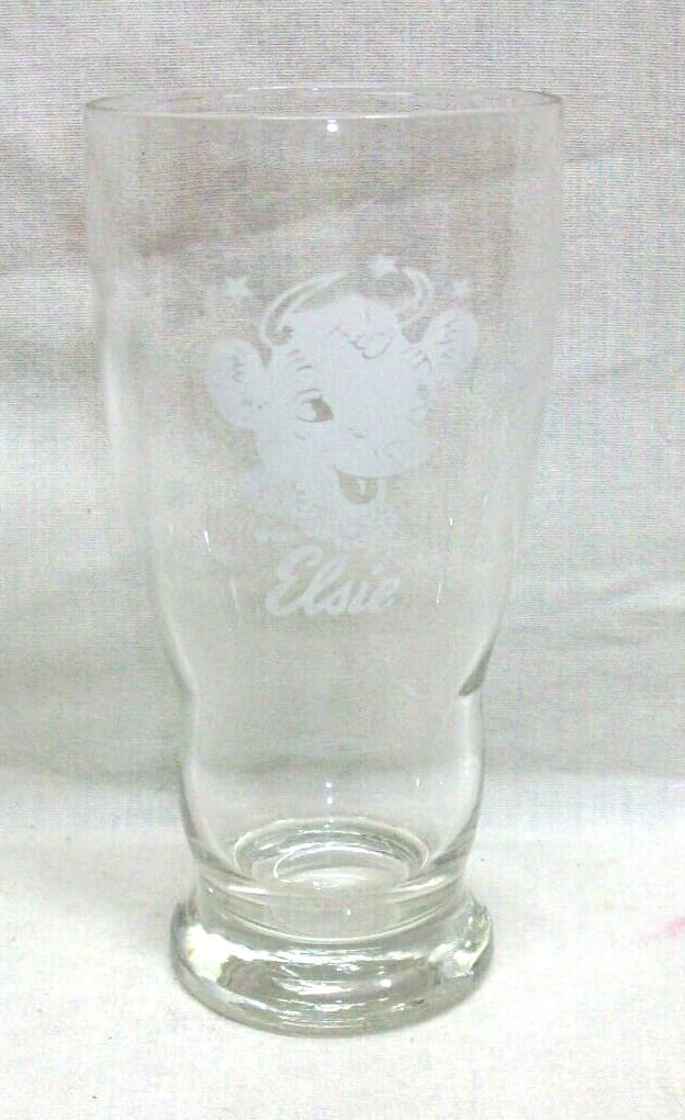 Original Vintage "Elsie" The Cow (Borden Dairy Co) Milkshake Glass 6-1/4" Tall 3