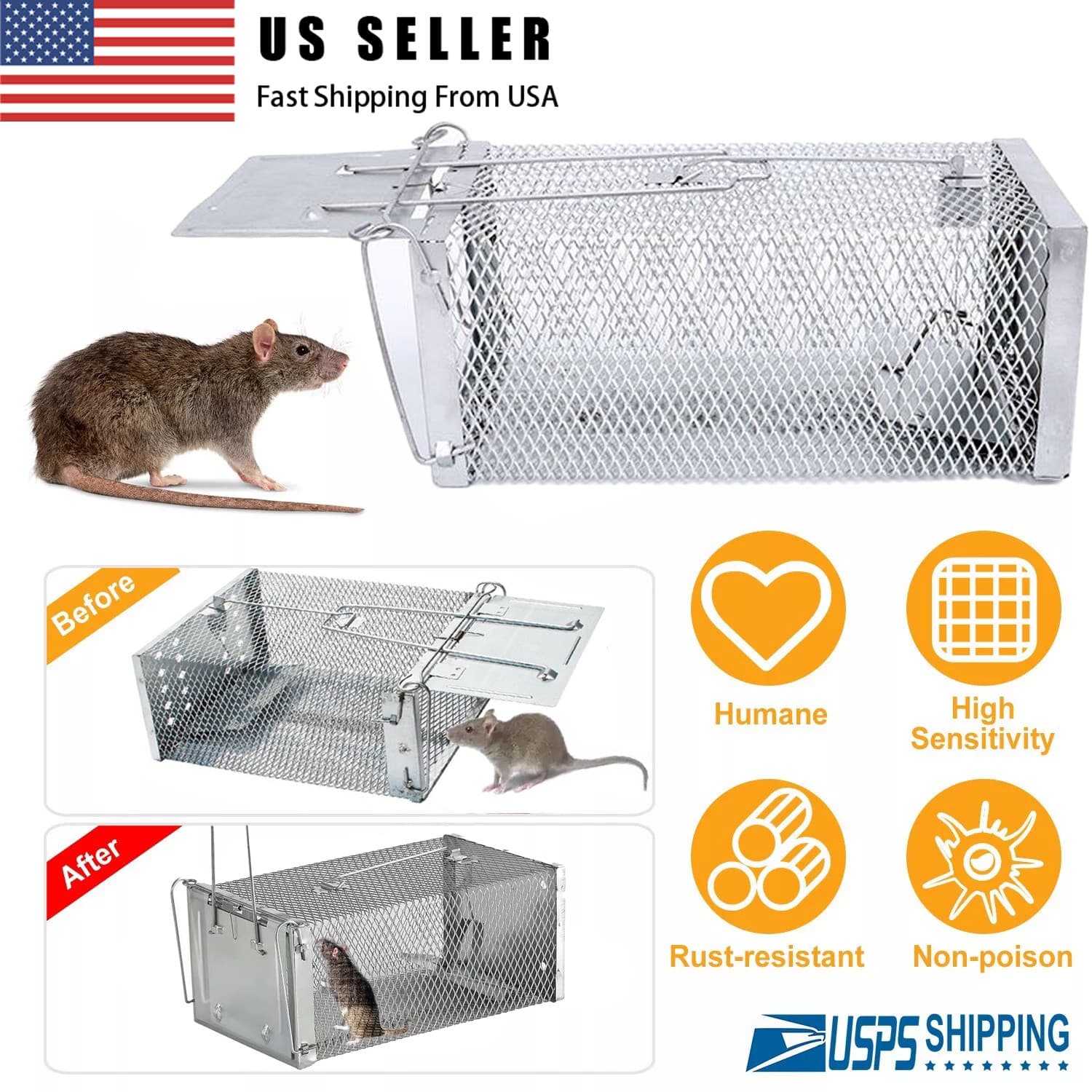 Live Humane Cage Trap for Squirrel Chipmunk Rat Mice Rodent Animal Catcher 3