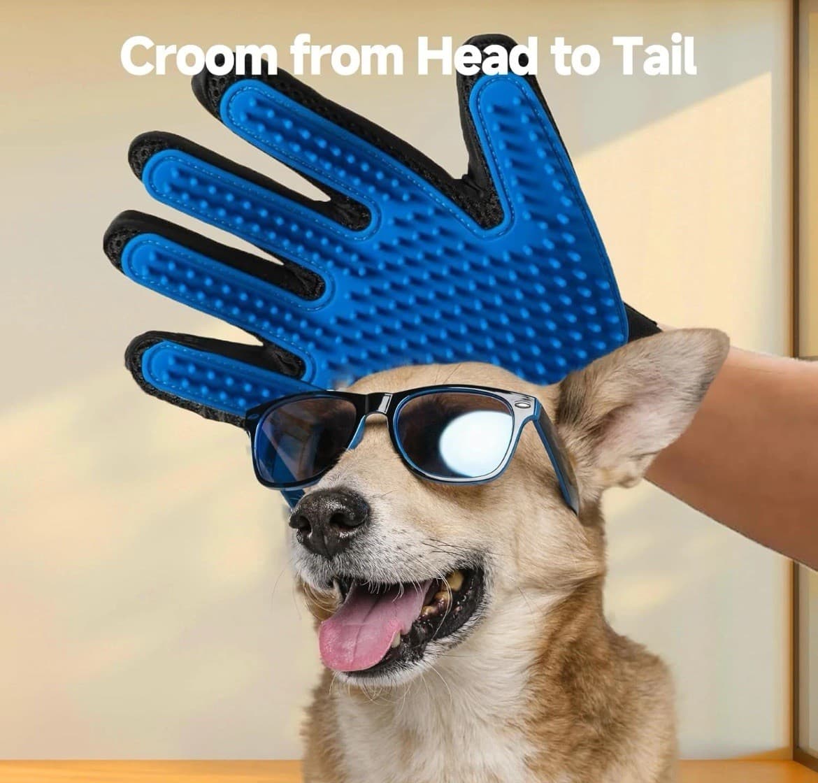 1 Pair Pet Dog Cat Hair Remover Mitt Massage Brush Deshedding Grooming Gloves 6