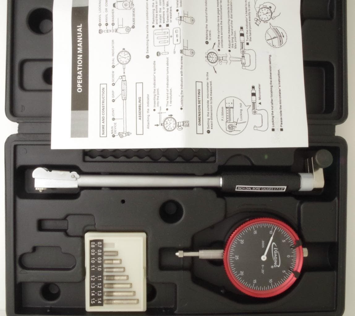 Gaging dial bore gage gauge .7-1.5" motor/engine cylinder hole measuring .0005" 2
