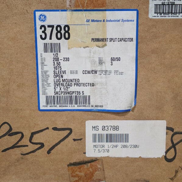 ~Discount HVAC~ MS-03788 - GE - 5KCP39NGP735S - Motor - 1/2HP - 208/230V 3