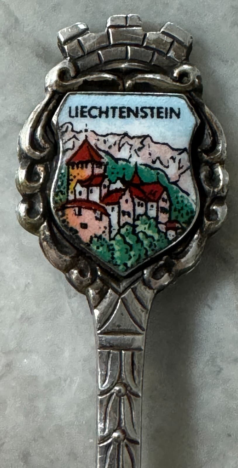 VTG LIECHTENSTEIN Enamel Crest Royalty Germany Silverplate Souvenir Spoon 2