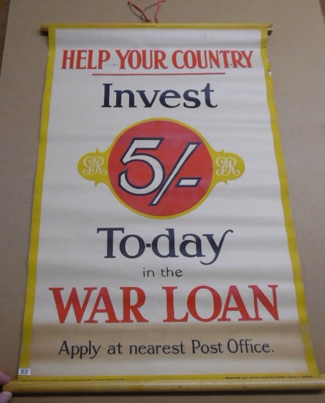 c.1915 HELP YOUR COUNTRY INVEST TO-DAY IN WAR LOAN British WWI Poster Orginal UK