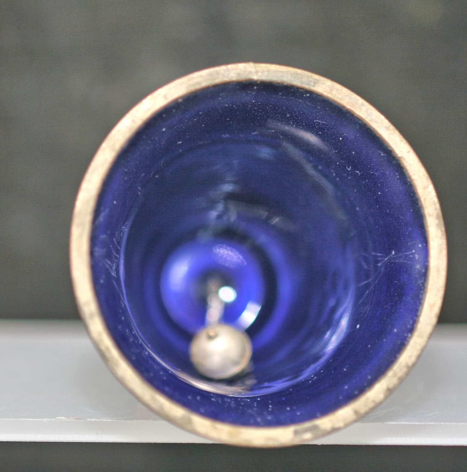 Exquisite Vintage Chinese Cloisonne Brass Bell w/Jadeite Handle 6