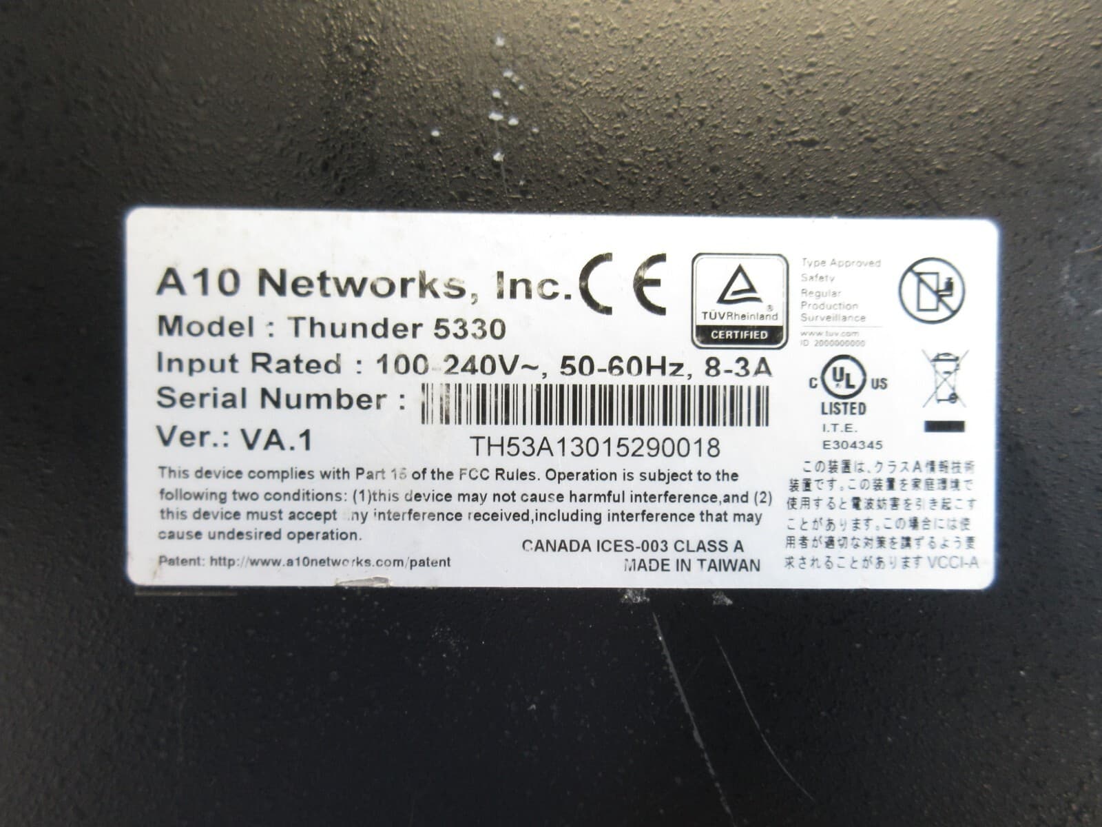 A10 Networks TH5330 Thunder Convergent Firewall CFW 8x10 Fiber SFP+, Dual HW SSL 6