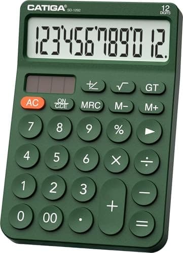  12 Digit Desktop Calculator with Large LCD Display, 4 Functions 6) Green 2