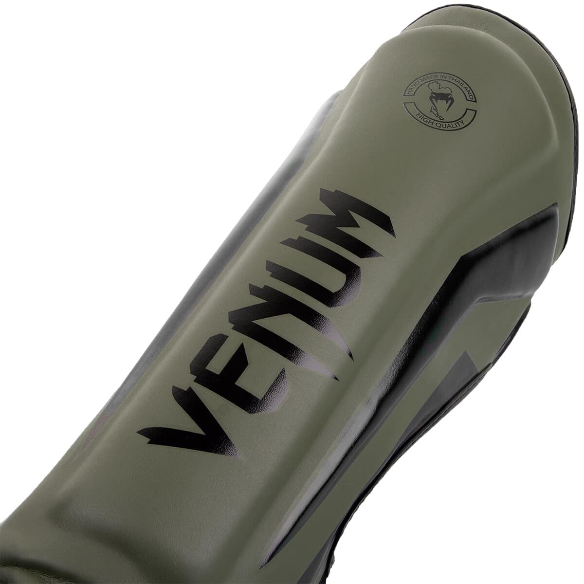 Venum Elite Lightweight Hook and Loop Shin Guards - Khaki/Black 2