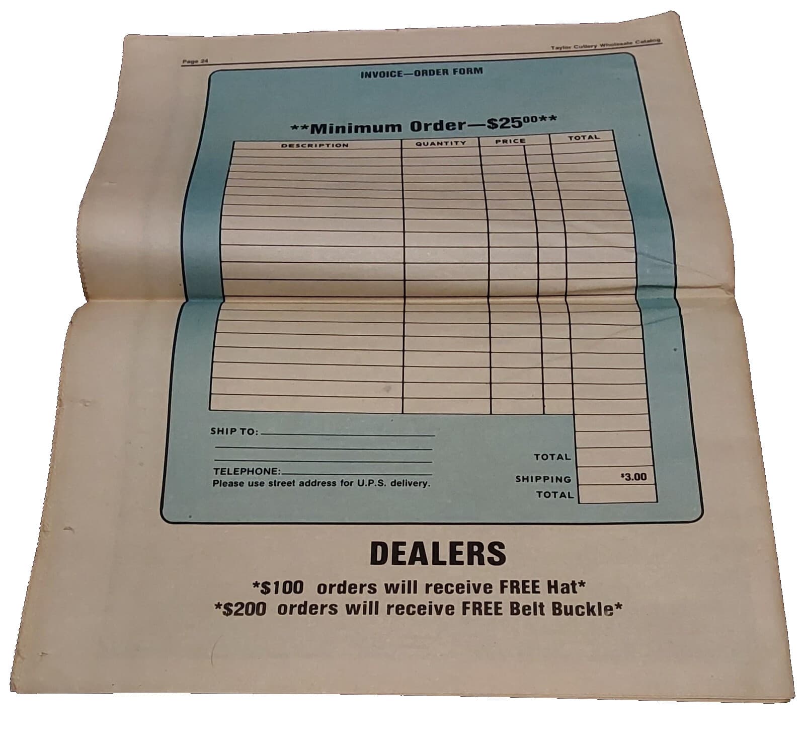 Taylor Cutlery's Paper Wholesale Catalog Sportsman Specialties Knife Collecting 2