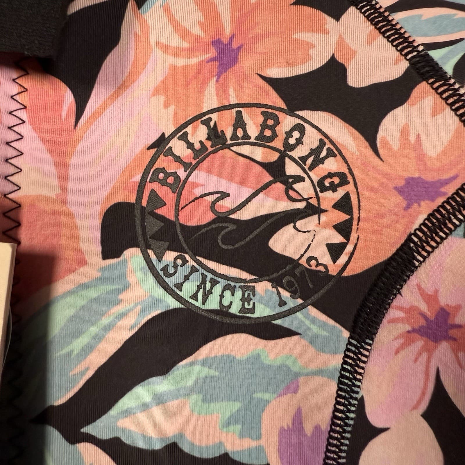 Billabong Wetsuit Jacket Surf Capsule Peeky Floral Zip Top Blue Women's Small 3