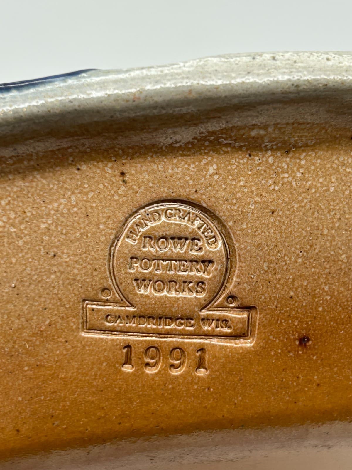 Vintage 1991 Rowe Pottery Works Salt Glaze Pumpkin Pie Plate Baking Dish ~ 10" 5