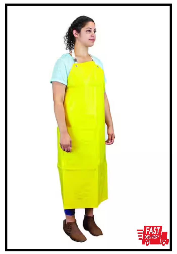 Yellow Heavy Duty Nitrile Industrial Bib Apron Chemical and Oil Resistant