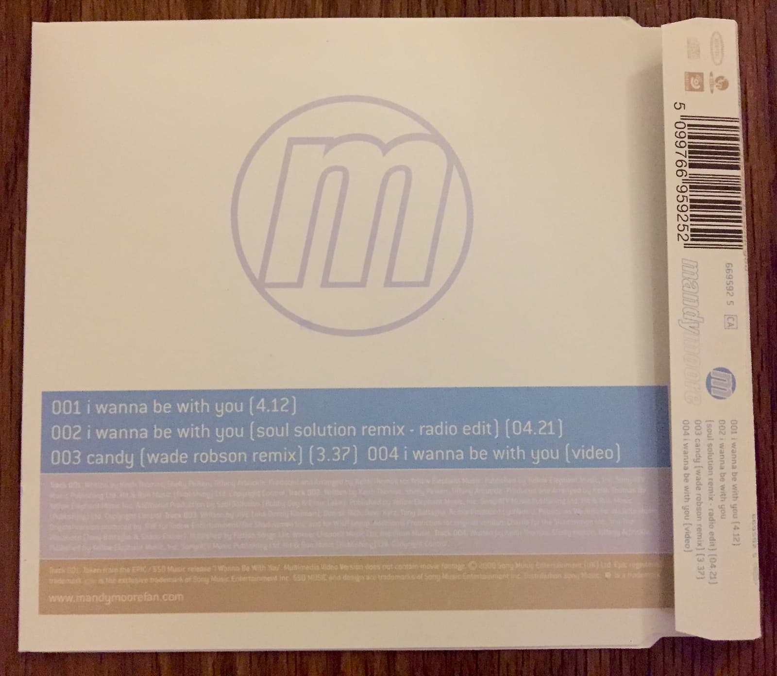 MINT CONDITION Mandy Moore UK I WANNA BE WITH YOU CD Sony Promo Single 4 Track 2