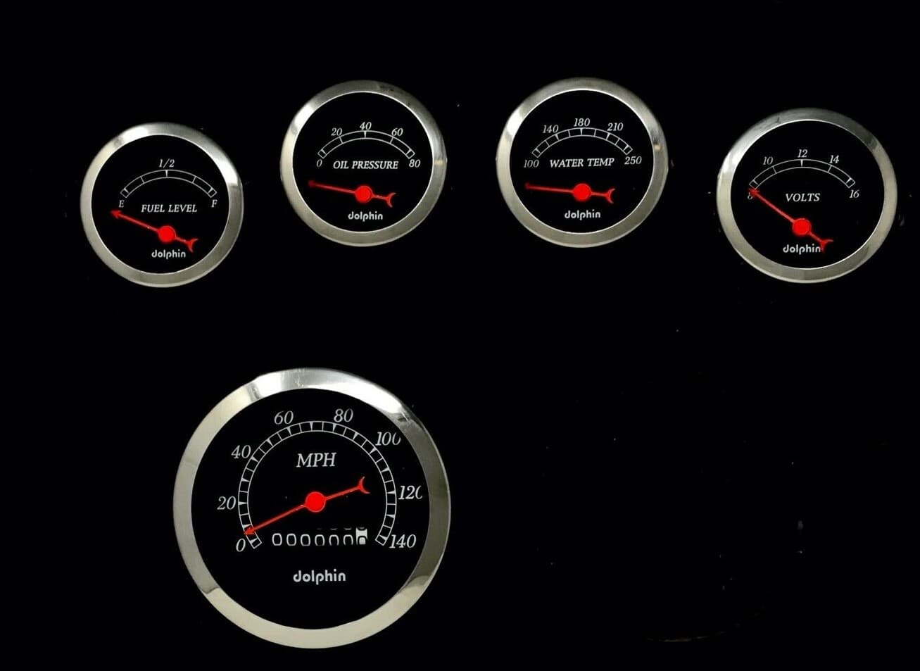 5 Gauge Set Dash Street Rod Hot Rod Universal  Mechanical Black 2