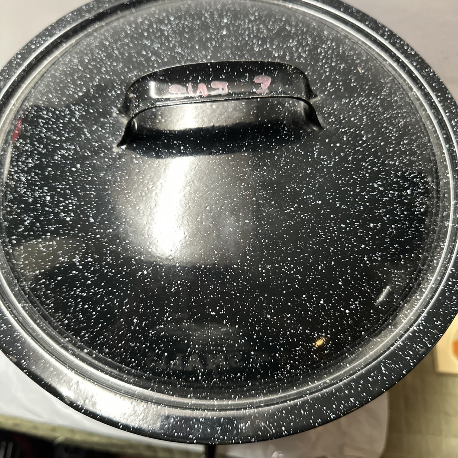 Vintage Enamelware Clam Steamer Double Steam Pot Broth Spigot Lid Speckled 3