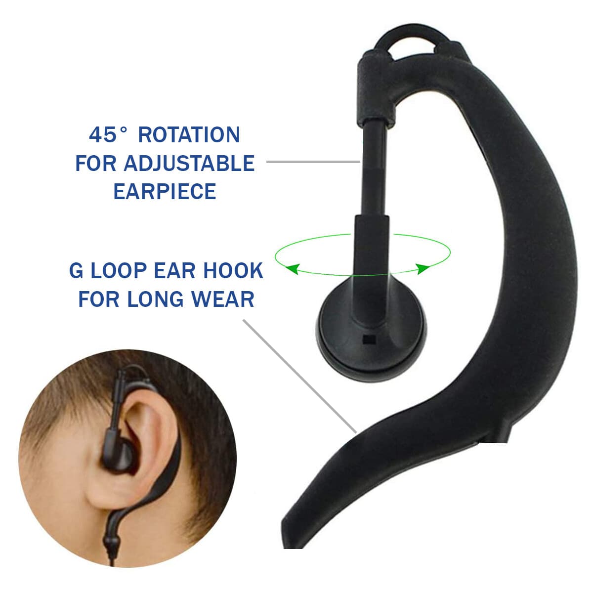 PTT Mic Swivel Earpiece for Motorola Radio Walkie Talkies CP200 CLS1110 CLS1410 2