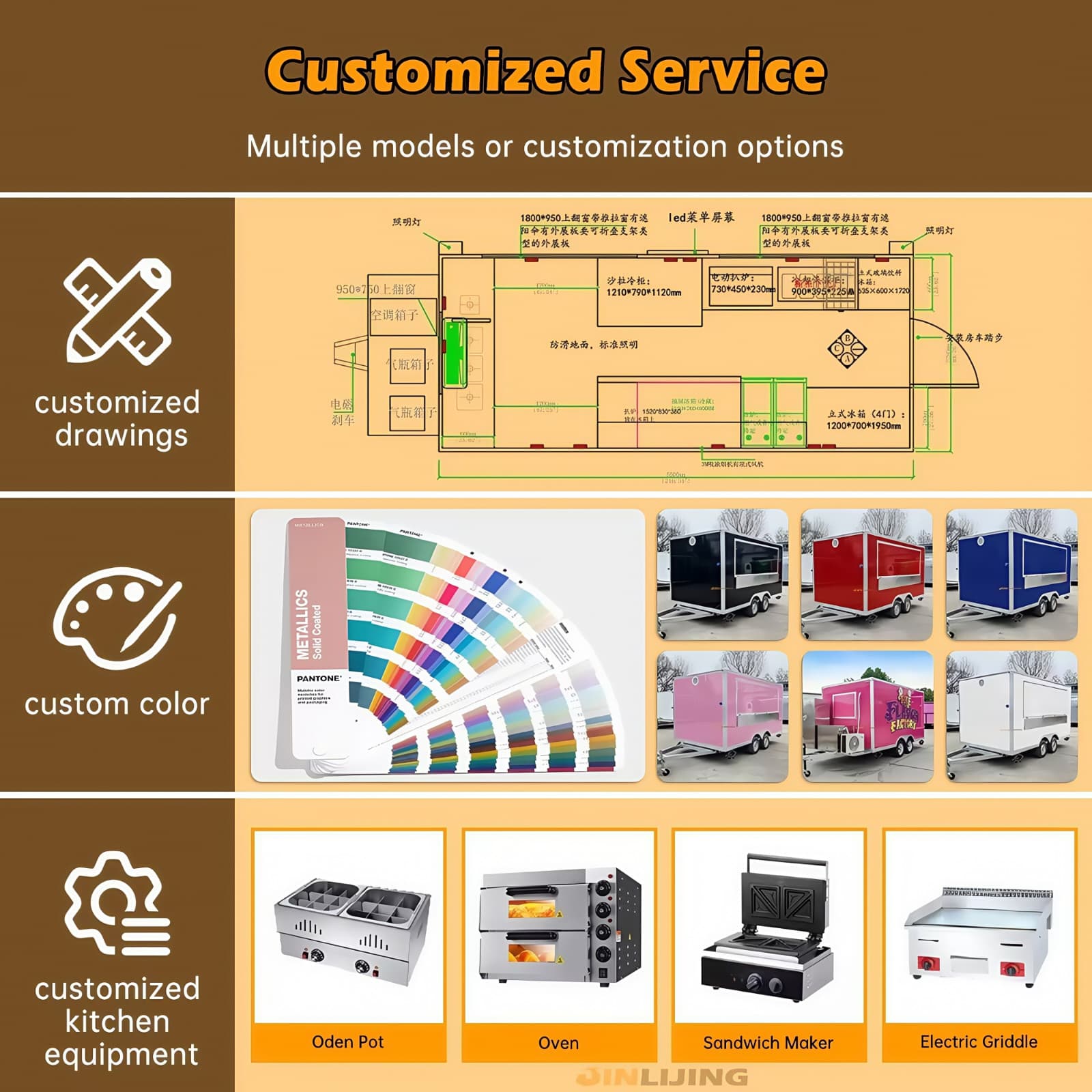Food Trailer for Sale, Fully Equipped Mobile Food Truck with Kitchen and Refrige 5
