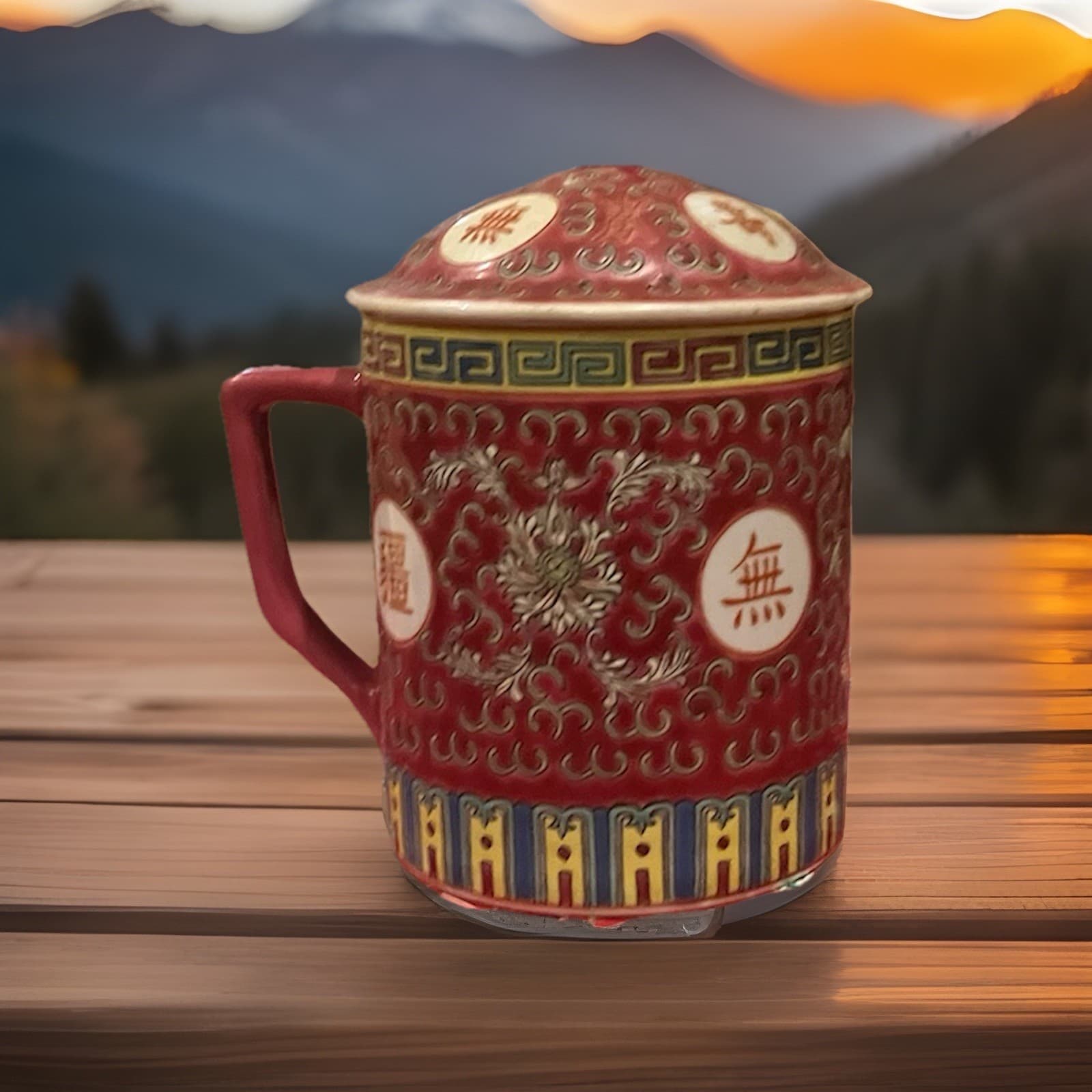 Vintage Traditional Chinese Jingdezhen Ceramic Porcelain Mug Tea Cup With Lid 4