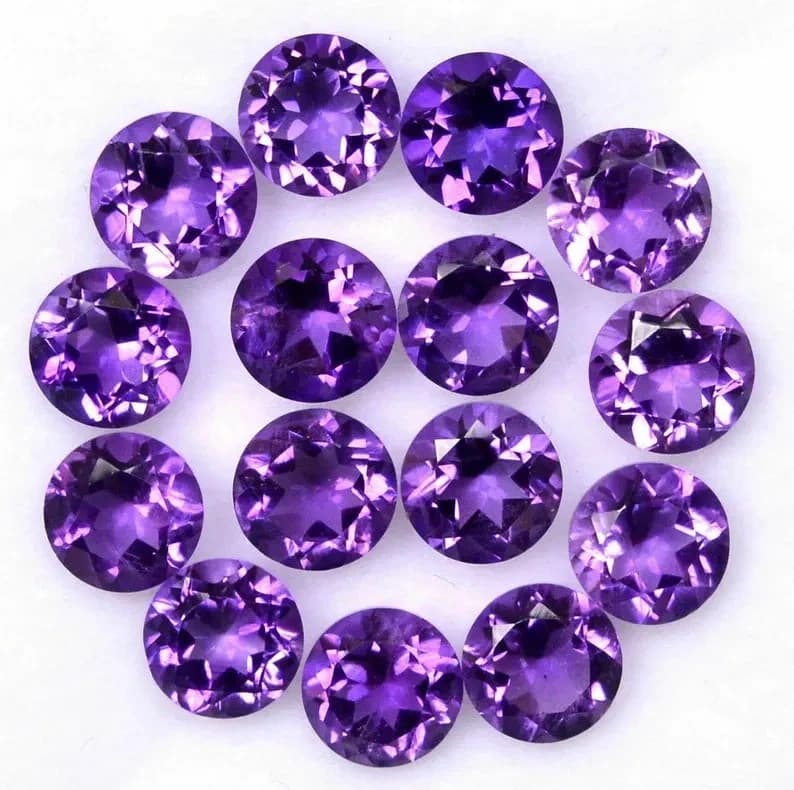 AAA+ Natural Amethyst Faceted Round Shape Loose Gemstone 2